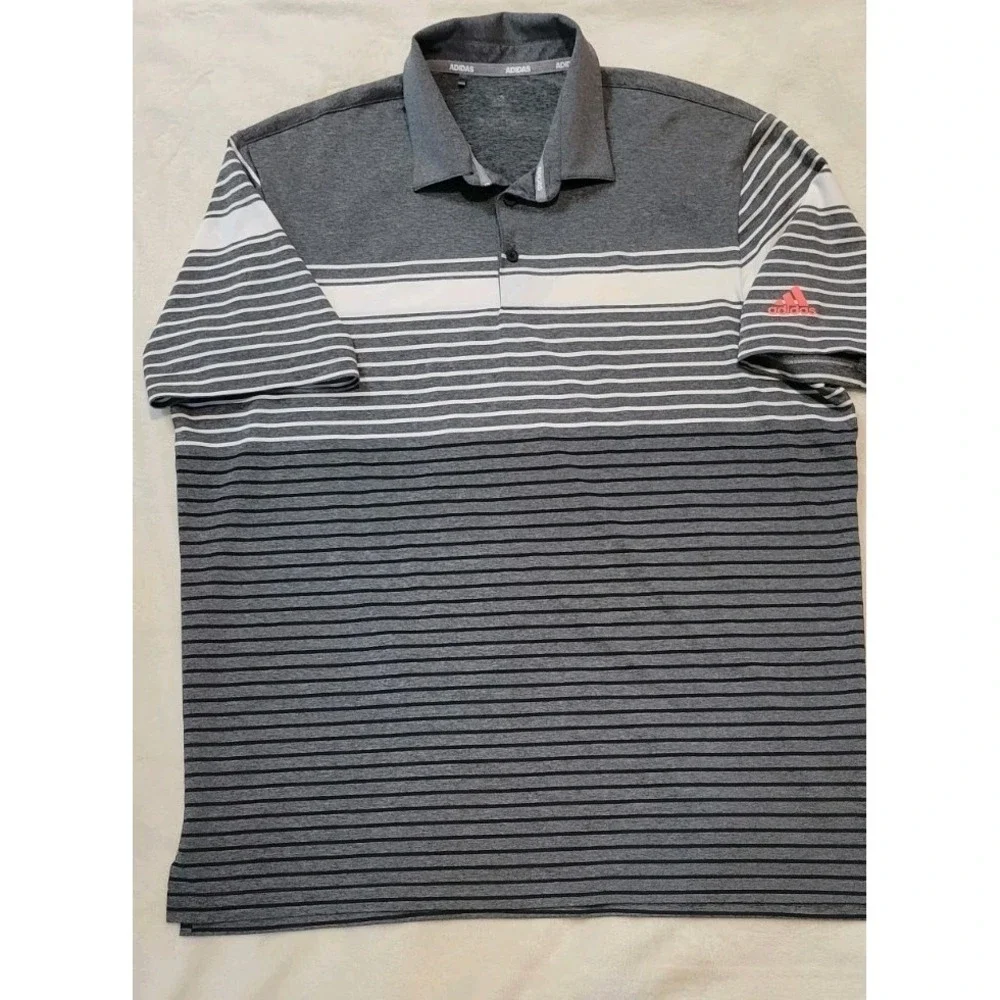 ADIDAS STRIPED SHORT SLEEVE POLO MENS SIZE XL